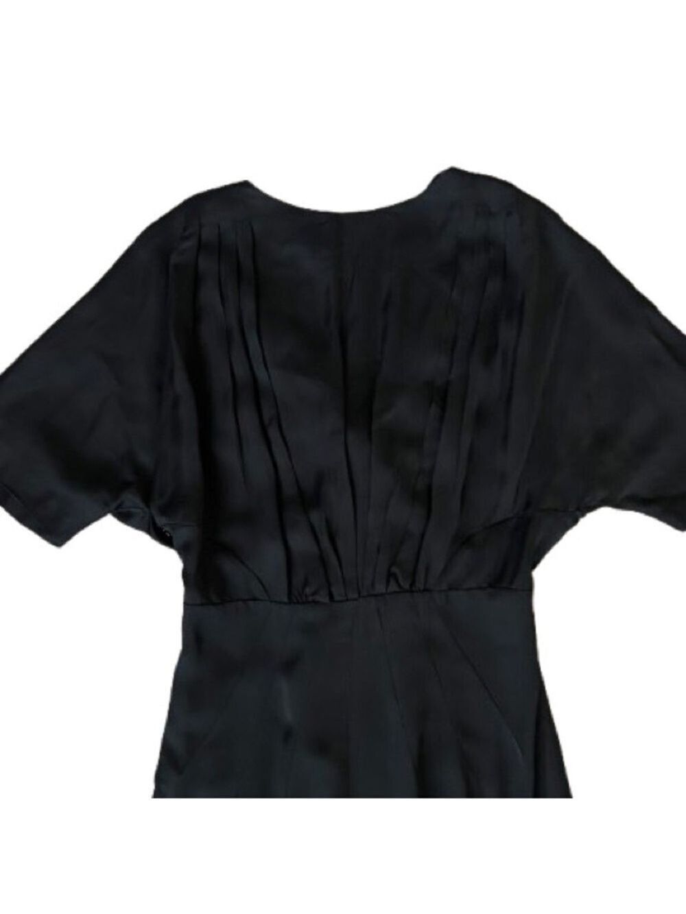 Prada Deep V Dolman Sleeved Black Midi Dress Size 40 - Picture 7 of 9